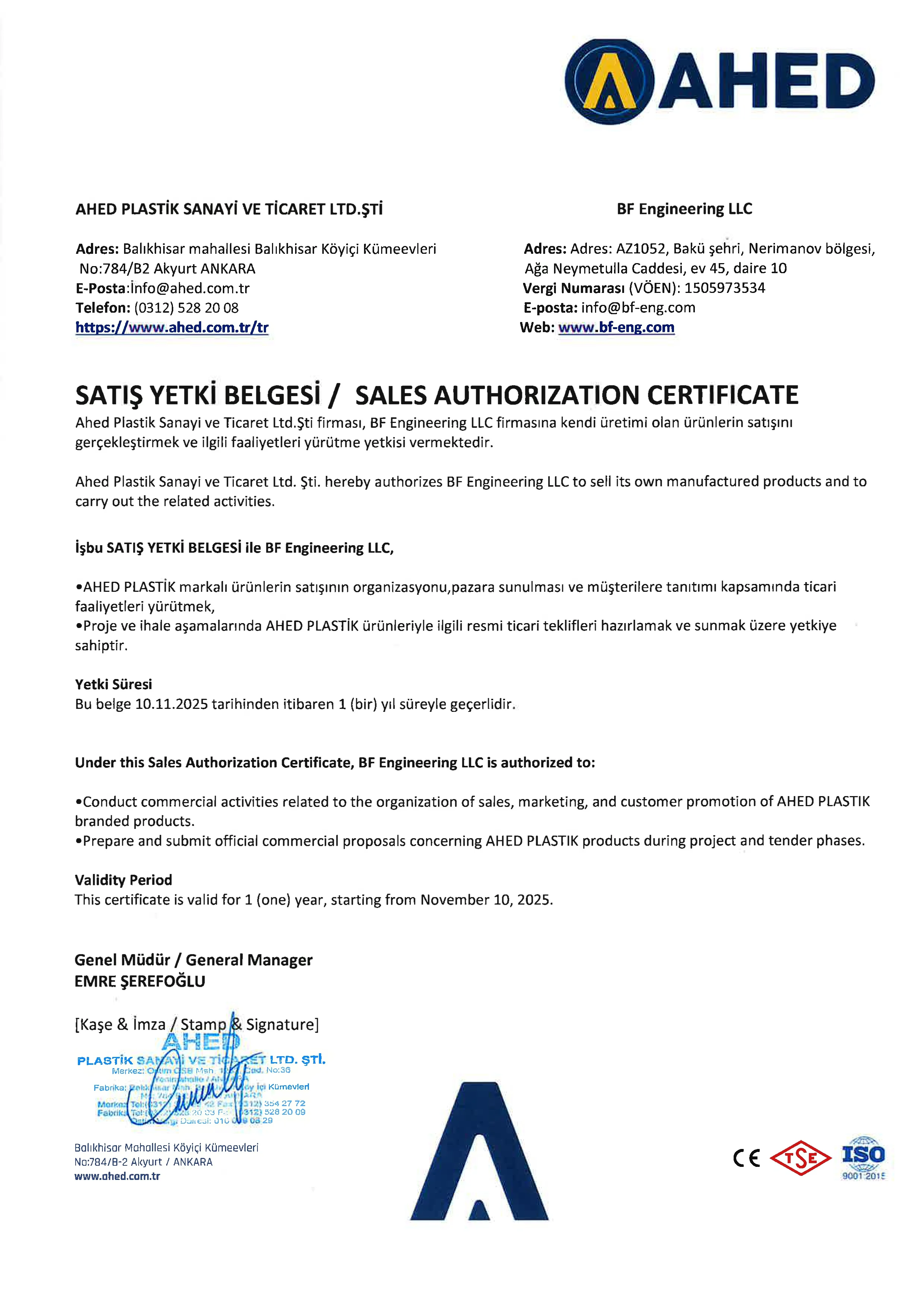 BF Engineering sertifikası 2