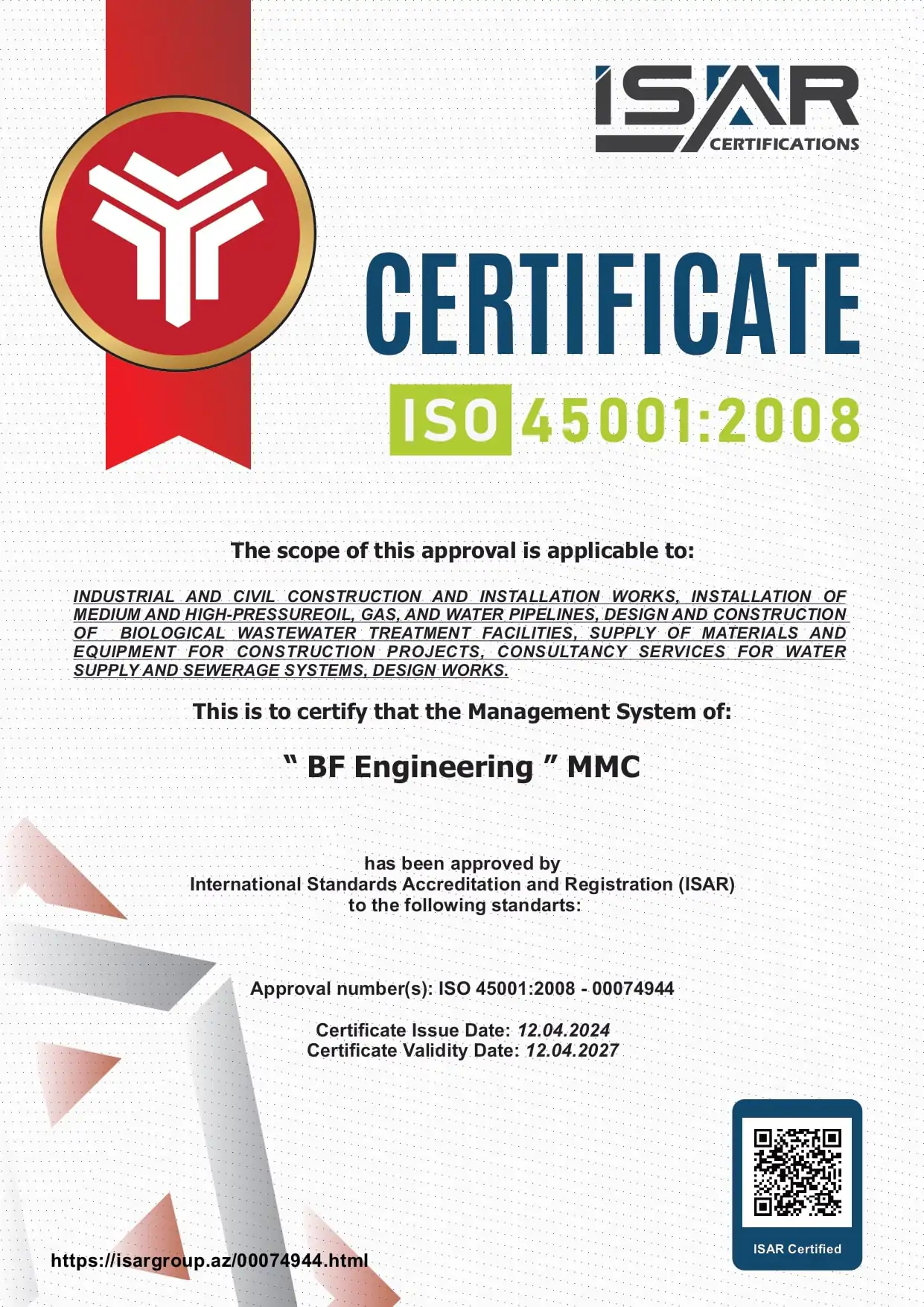 BF Engineering sertifikası 8